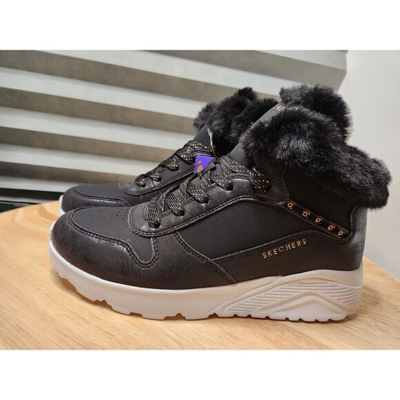 Skechers Uno Lite Bootie – Youth Size 6, Black, Side Zip, memory foam - Picture 4 of 11